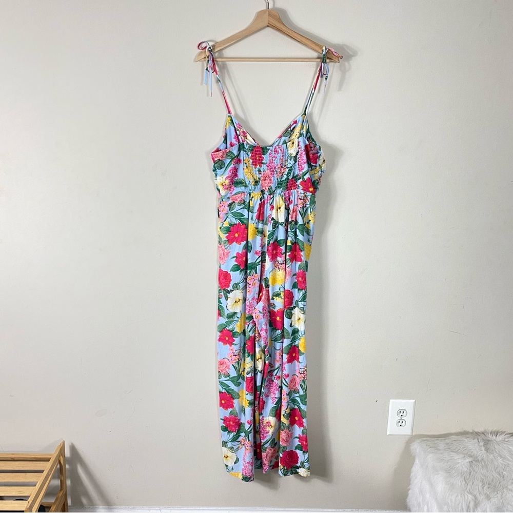 NEW Old Navy Multifloral Tie-Shoulder Cropped Twist-Front Smocked Jumpsuit - M - Picture 13 of 16
